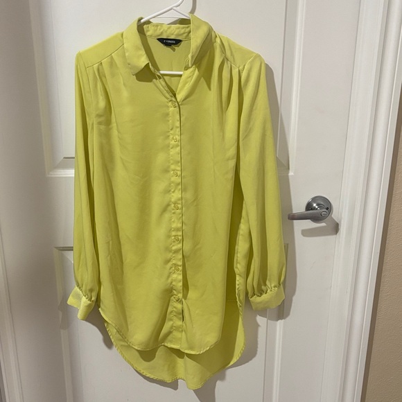 Express Tops - Express oversized Yellow Button-Down Shirt